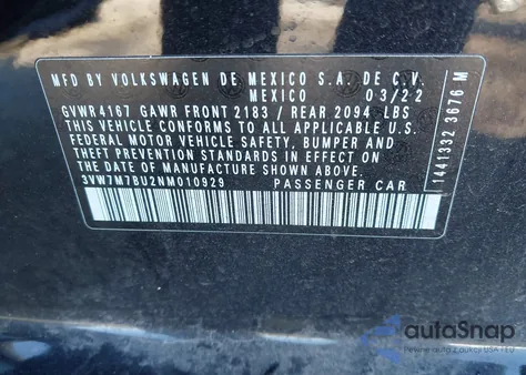 2022 Volkswagen Jetta 1.5T Se from USA, damaged, VIN 3VW7M7BU2NM010929